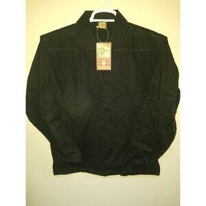 Manyavar Ethnic Wear Long Sleeve Casual Pullover Shirt Large Black Textured New